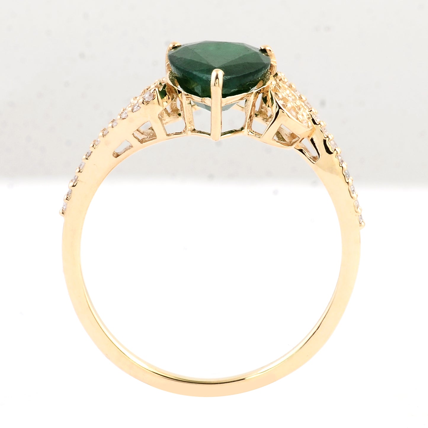 1.57 Ct Pear Mixed Cut Natural Beryl Emerald 14K Gold Ring