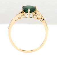 1.57 Ct Pear Mixed Cut Natural Beryl Emerald 14K Gold Ring