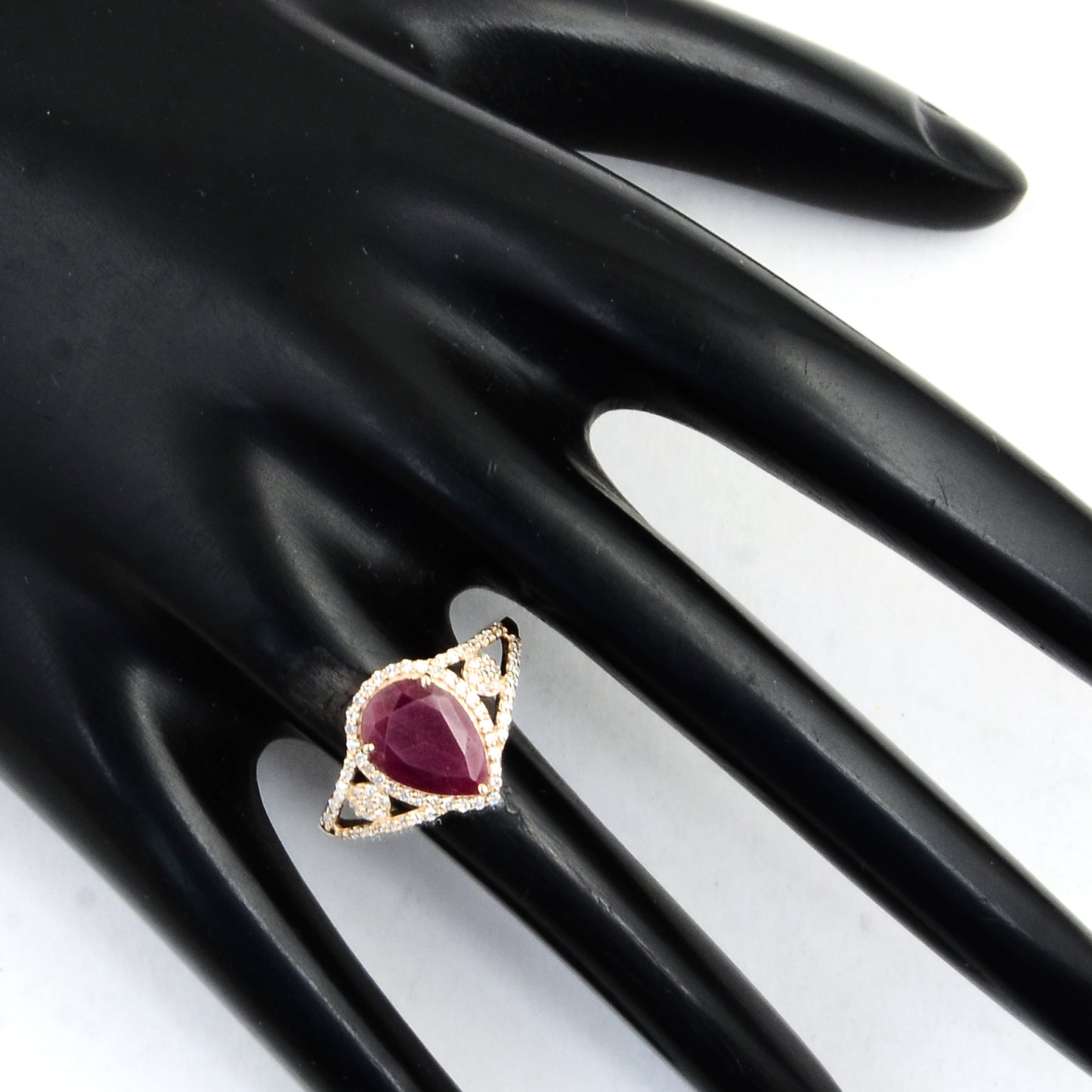 1.92 Ct Pear Mixed Cut Natural Corundum Ruby 14K Gold Ring