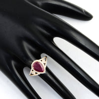 1.92 Ct Pear Mixed Cut Natural Corundum Ruby 14K Gold Ring