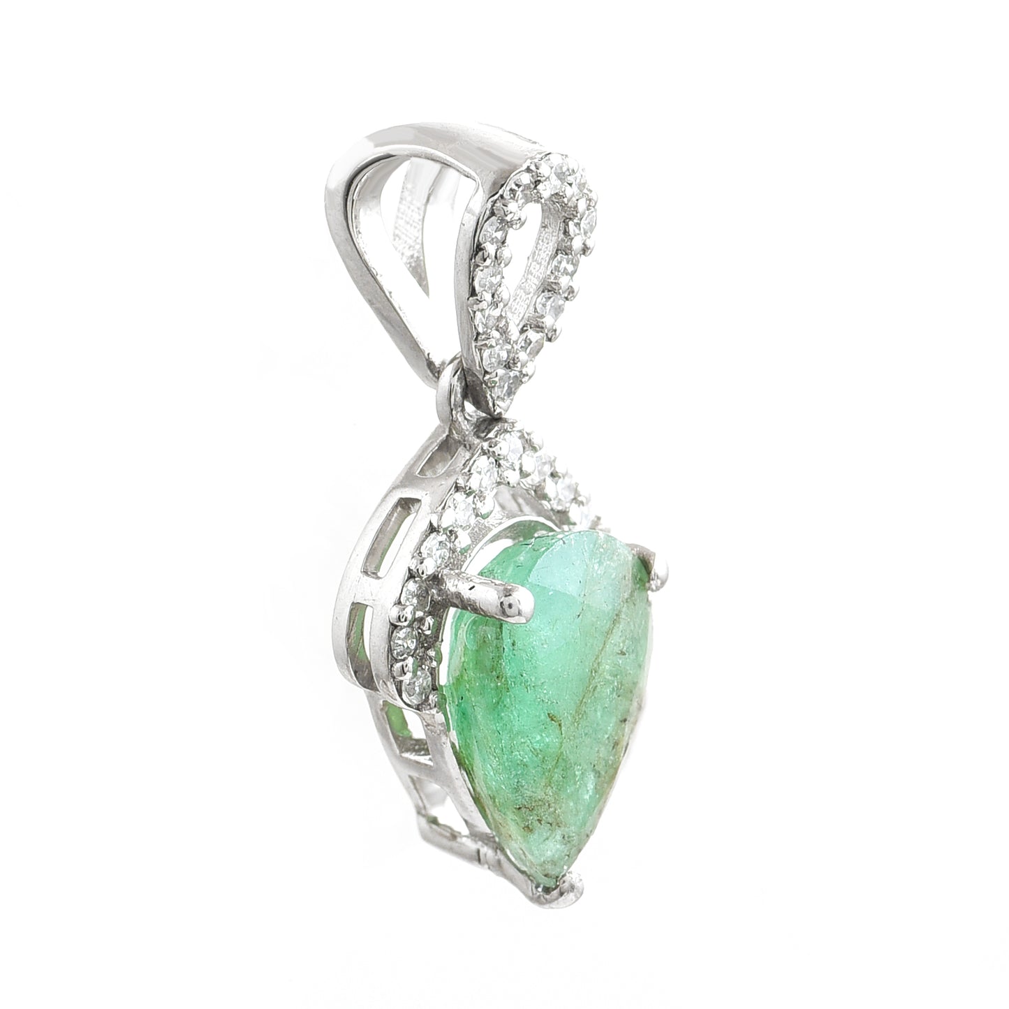 1.12 Ct Pear Emerald 950 Platinum Pendant