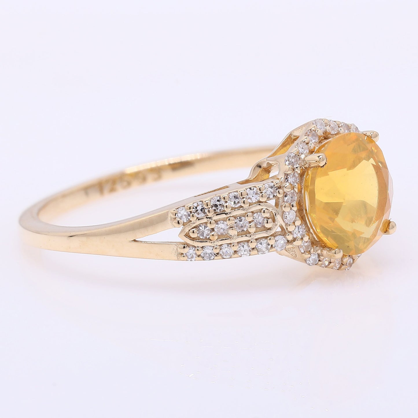 1.00 Ct Round Mixed Cut Natural Fire Opal 14K Gold Ring