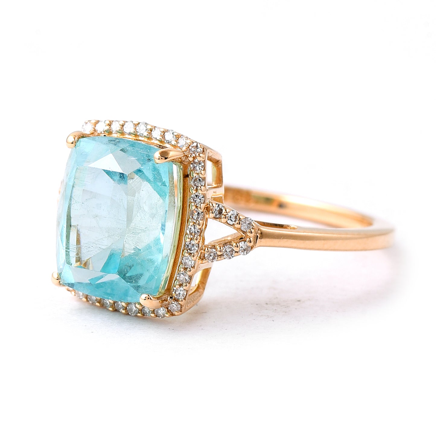 3.95 Ct Cushion Mixed Cut Natural Emerald 14K Gold Ring