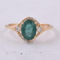 1.39 Ct Oval Natural Emerald 14K Gold Ring