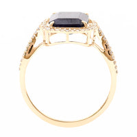 3.32 Ct Octagon Natural Sapphire 14K Gold Ring