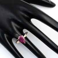 2.71 Ct Pear Ruby 14K Gold Ring