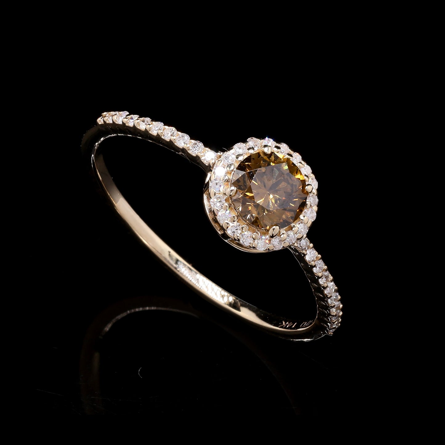 0.63 Ct Round Red Diamond 14K Gold Ring