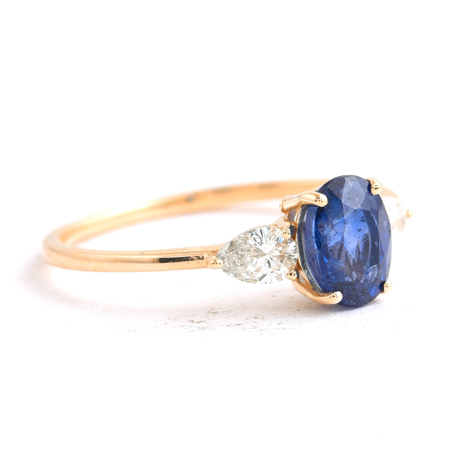 1.29 Ct Oval Mixed Cut Natural Sapphire 14K Gold Ring