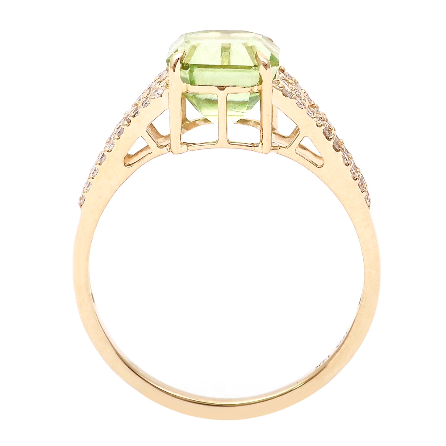 2.41 Ct Octagon Natural Eridot 14K Gold Ring