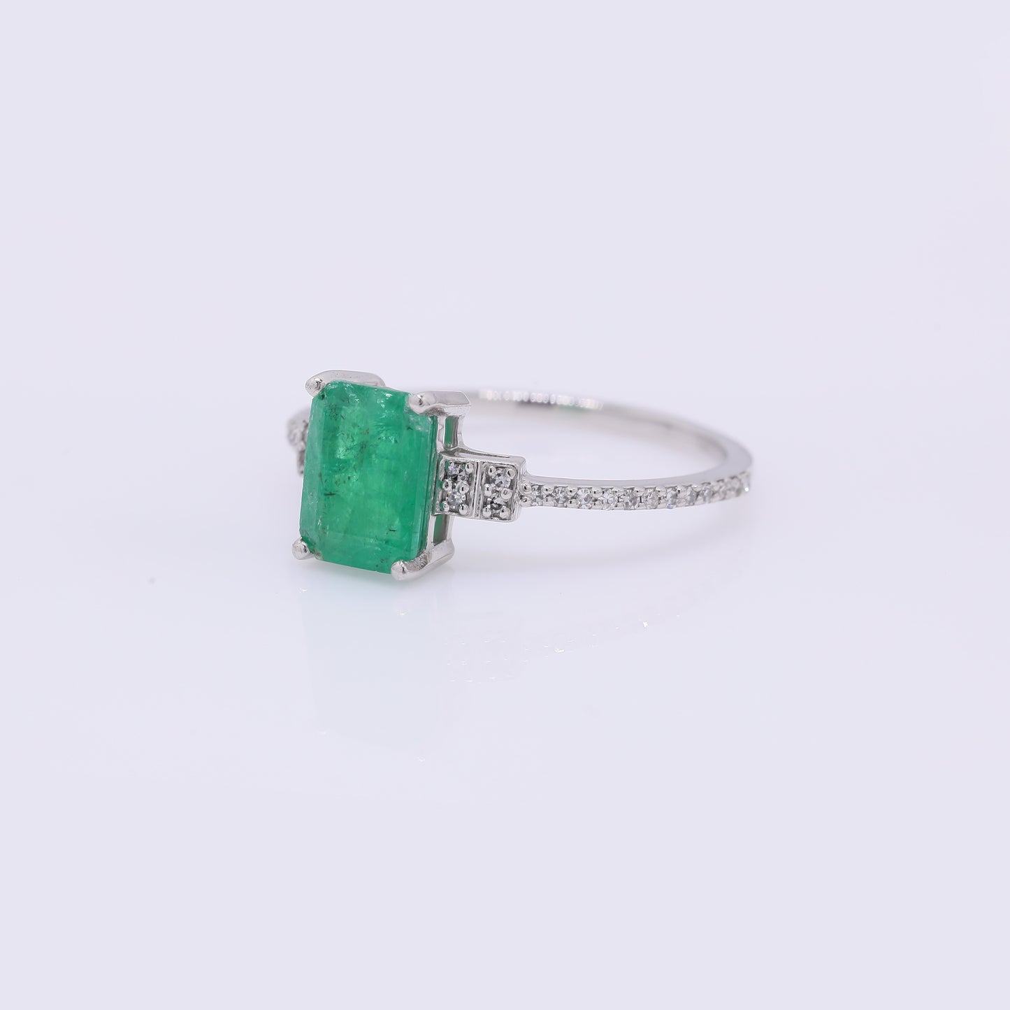 1.44 Ct Octagon Step Cut Natural Emerald 950 Platinum Ring