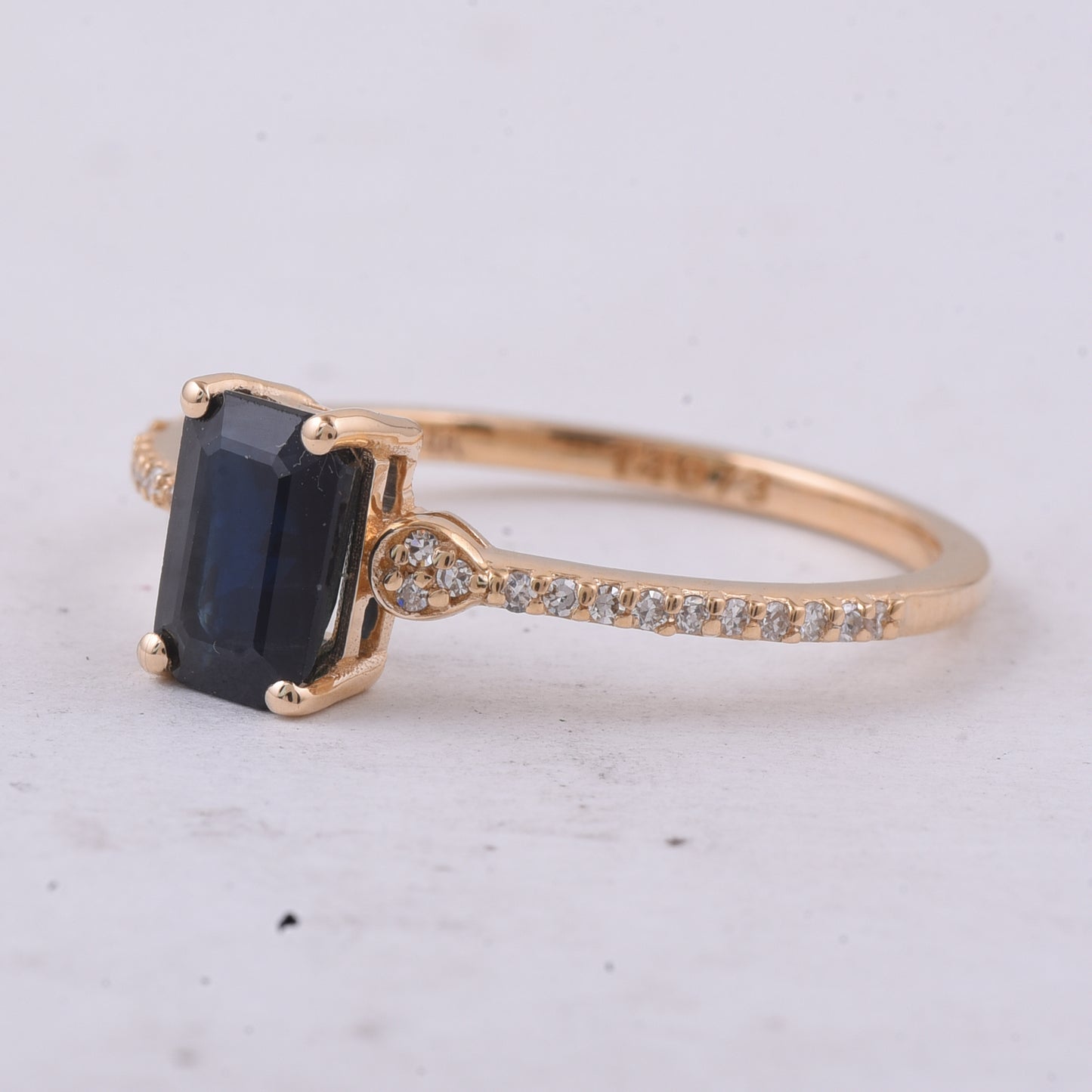 1.30 Ct Octagon Step Cut Natural Sapphire 14K Gold Ring