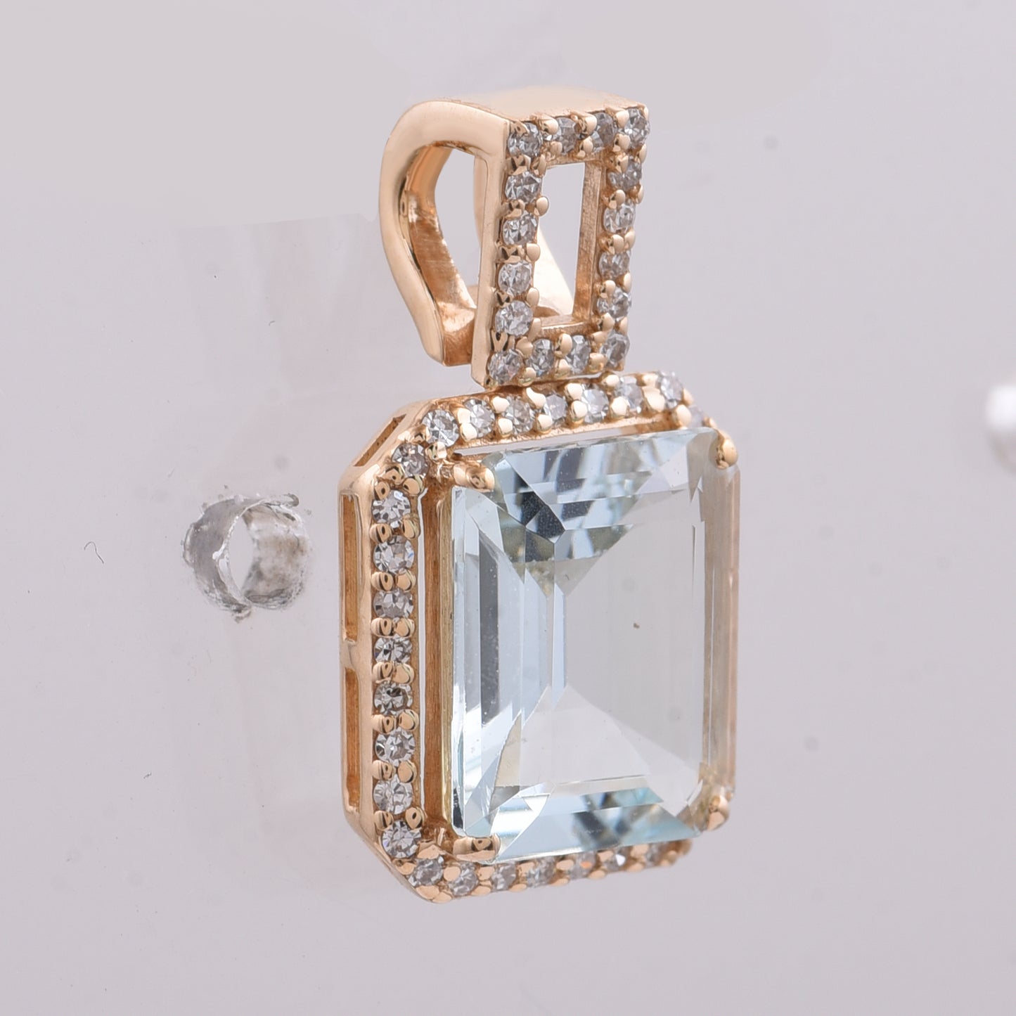 1.95 Ct Octagon Step Cut Natural Aquamarine 14K Gold Pendant
