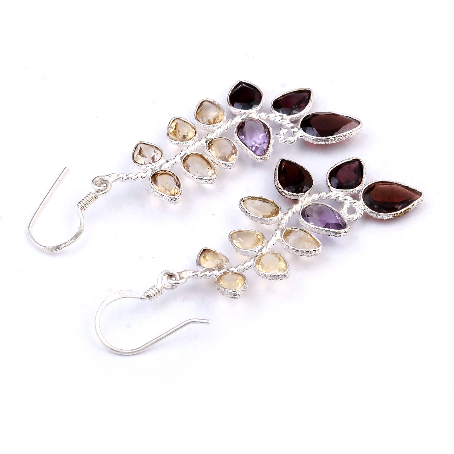 13.67 Ct Garnet, Citrine 925 Sterling Silver Earrings
