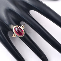 4.31 Ct Oval Cabochon Cut Natural Rubellite 14K Gold Ring