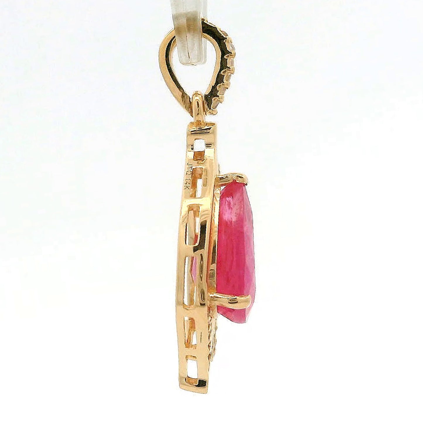 2.32 Ct Pear Ruby 14K Gold Pendant