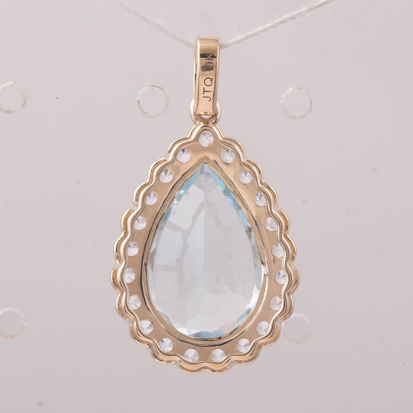 4.95 Ct Pear Aquamarine 9K Gold Pendant