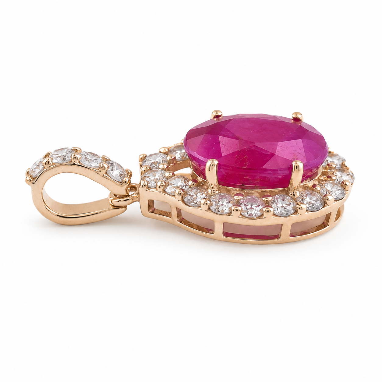2.90 Ct Oval Ruby 9K Gold Pendant