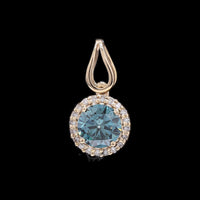 0.62 Ct Round Blue Diamond 14K Gold Pendant