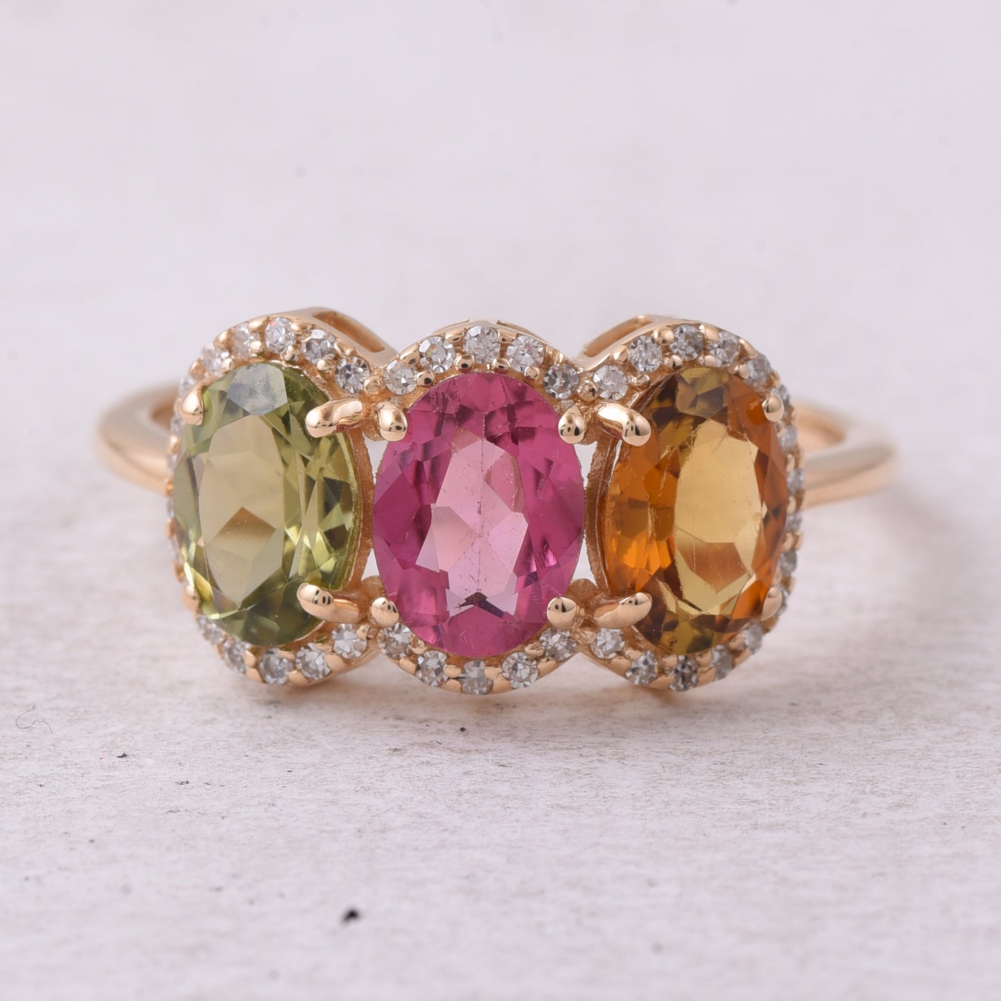 2.29 Ct Oval Natural Multi-Coloured Tourmaline 14K Gold Ring