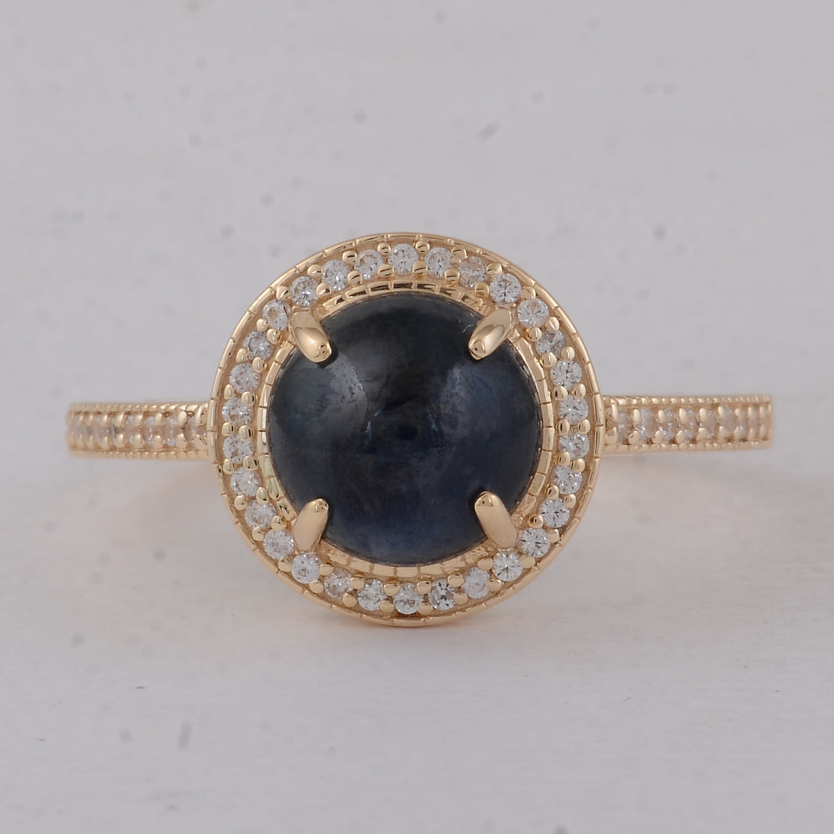 3.23 Ct Round Sapphire 9K Gold Ring