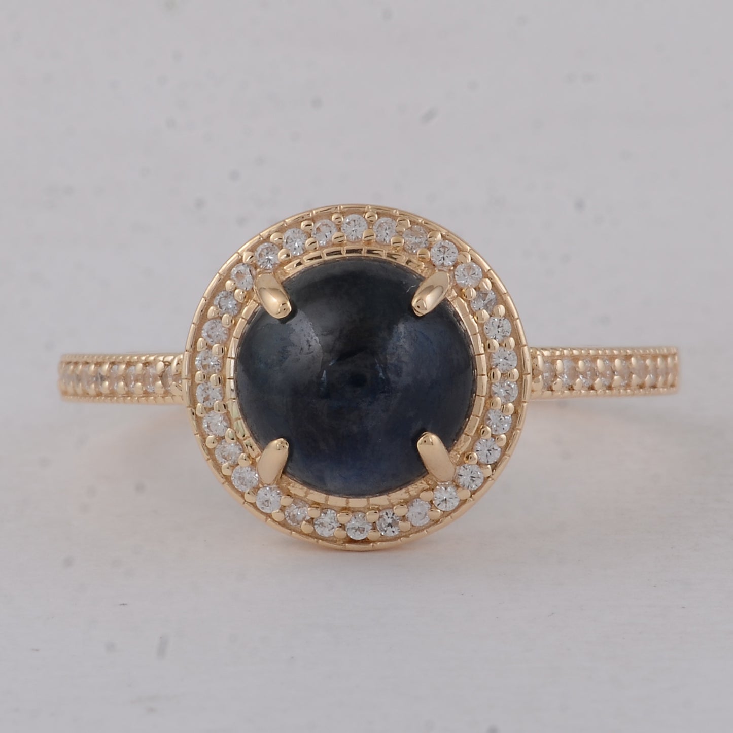 3.23 Ct Round Sapphire 9K Gold Ring
