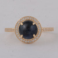 3.23 Ct Round Sapphire 9K Gold Ring
