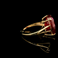 14.56 Ct Oval Mixed Cut Lab Grown Ruby 14K Gold Ring