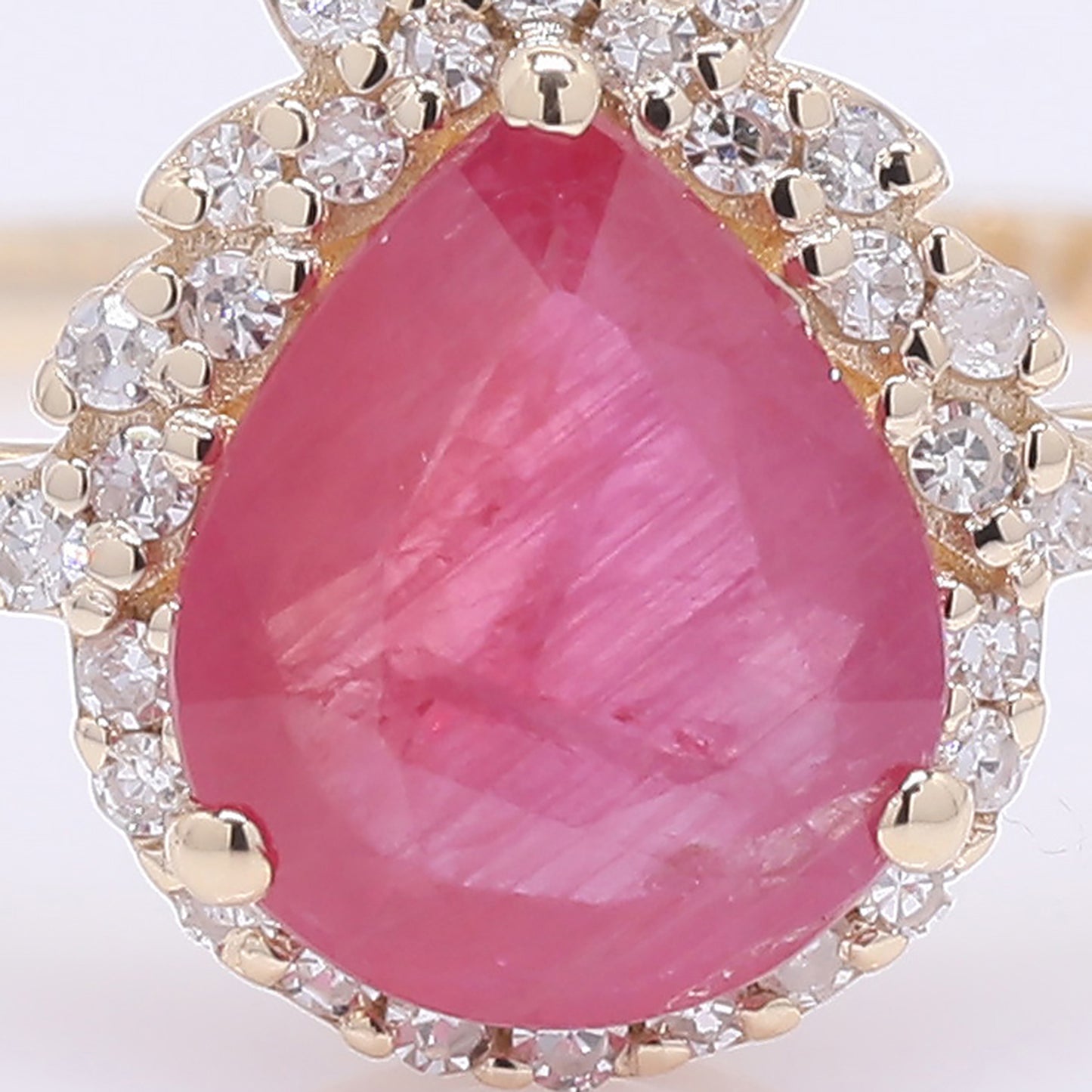 1.37 Ct Pear Mixed Cut Natural Ruby 14K Gold Ring