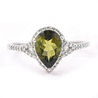 1.44 Ct Pear Mixed Cut Natural Green Tourmaline 950 Platinum Ring