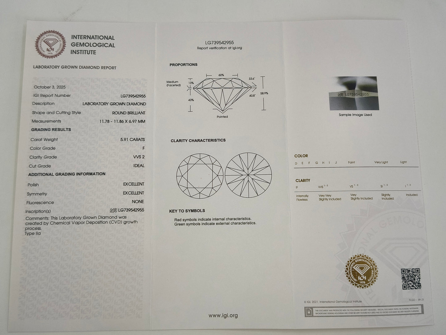 5.91 Ct Round Brilliant Lab Grown Diamond 14K Gold Ring