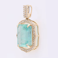 4.24 Ct Octagon Step Cut Natural Emerald 14K Gold Pendant