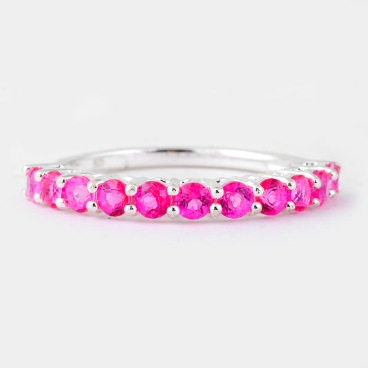 1.54 Ct Round Pink Topaz, 925 Sterling Silver Ring
