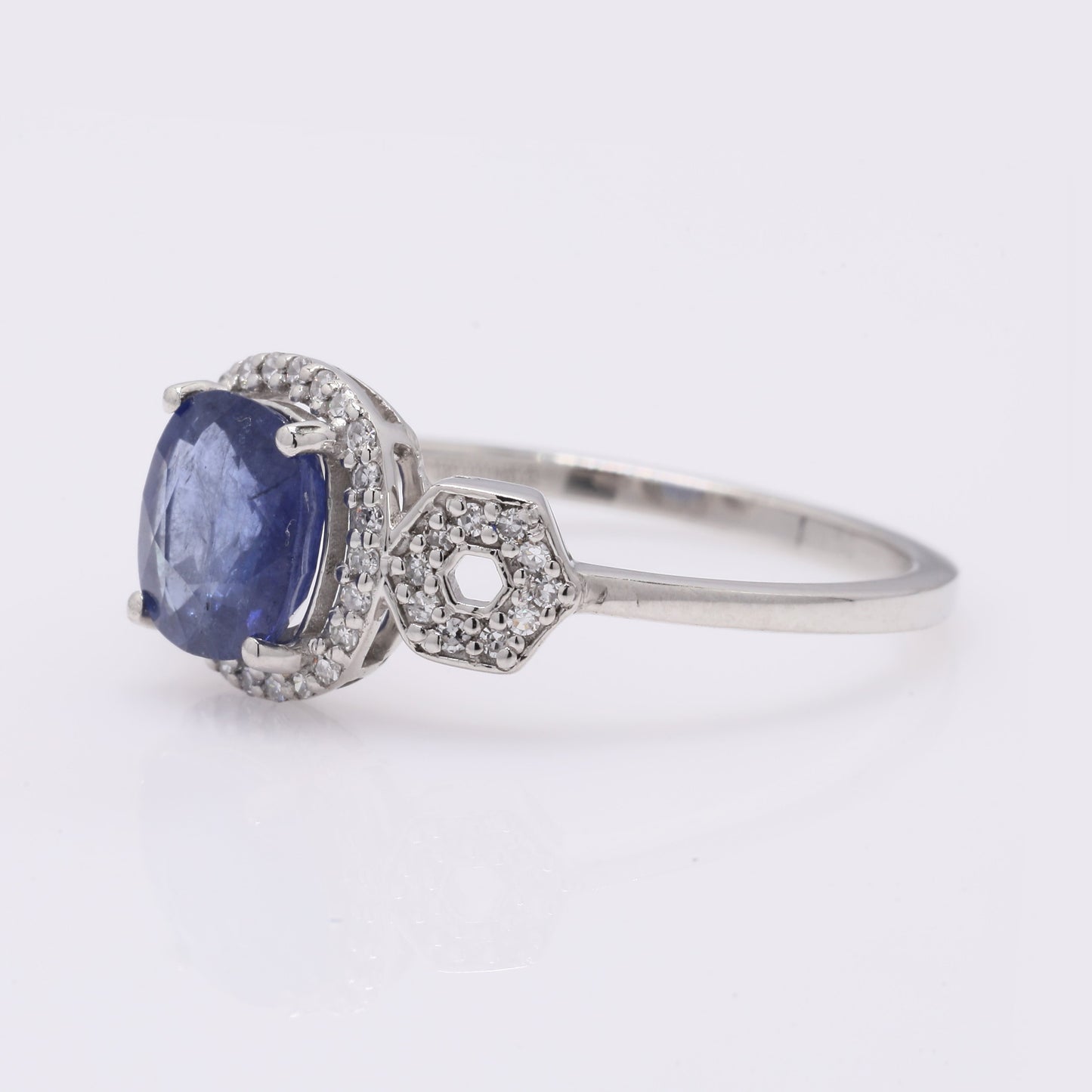 1.60 Ct Cushion Mixed Cut Natural Sapphire 950 Platinum Ring