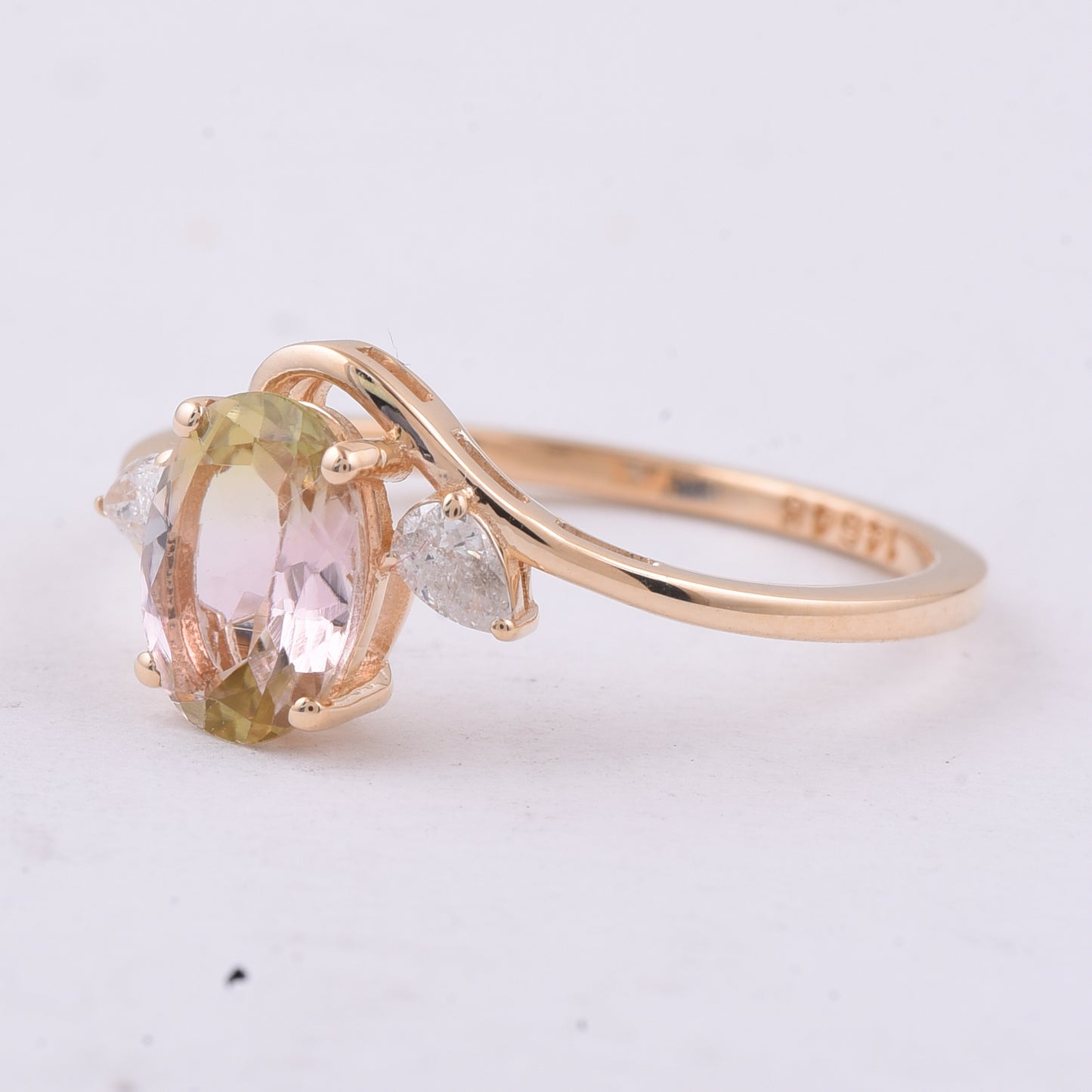 1.16 Ct Oval Natural Bi-Coloured Tourmaline 14K Gold Ring