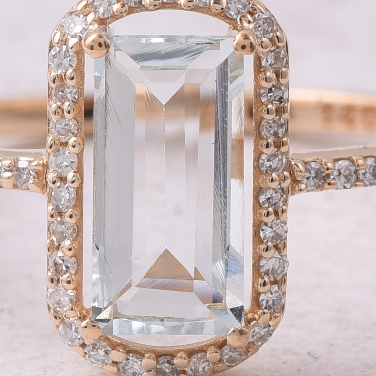 1.25 Ct Rectangle Step Cut Natural Aquamarine 14K Gold Ring