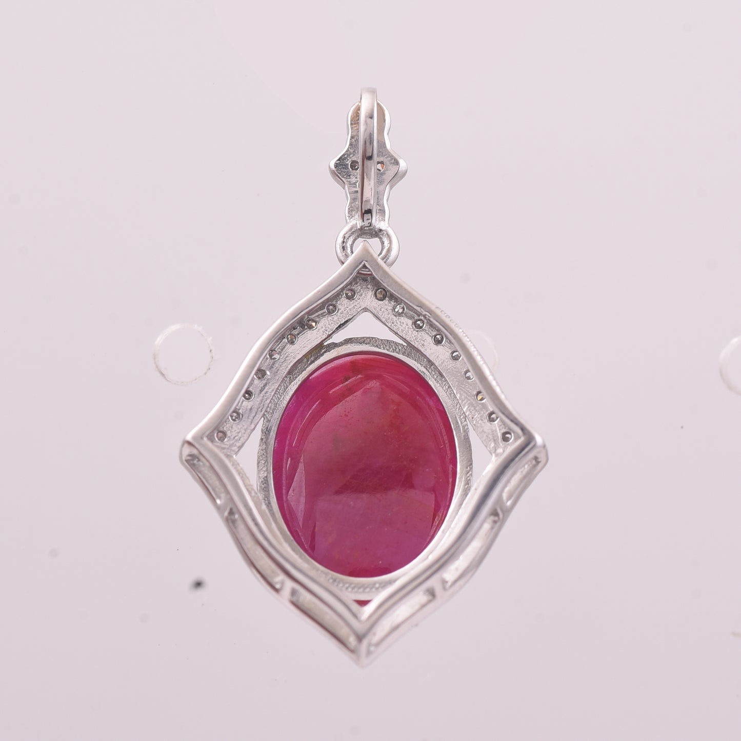 5.37 Ct Oval Cabochon Cut Natural Ruby 950 Platinum Pendant
