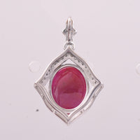 5.37 Ct Oval Cabochon Cut Natural Ruby 950 Platinum Pendant
