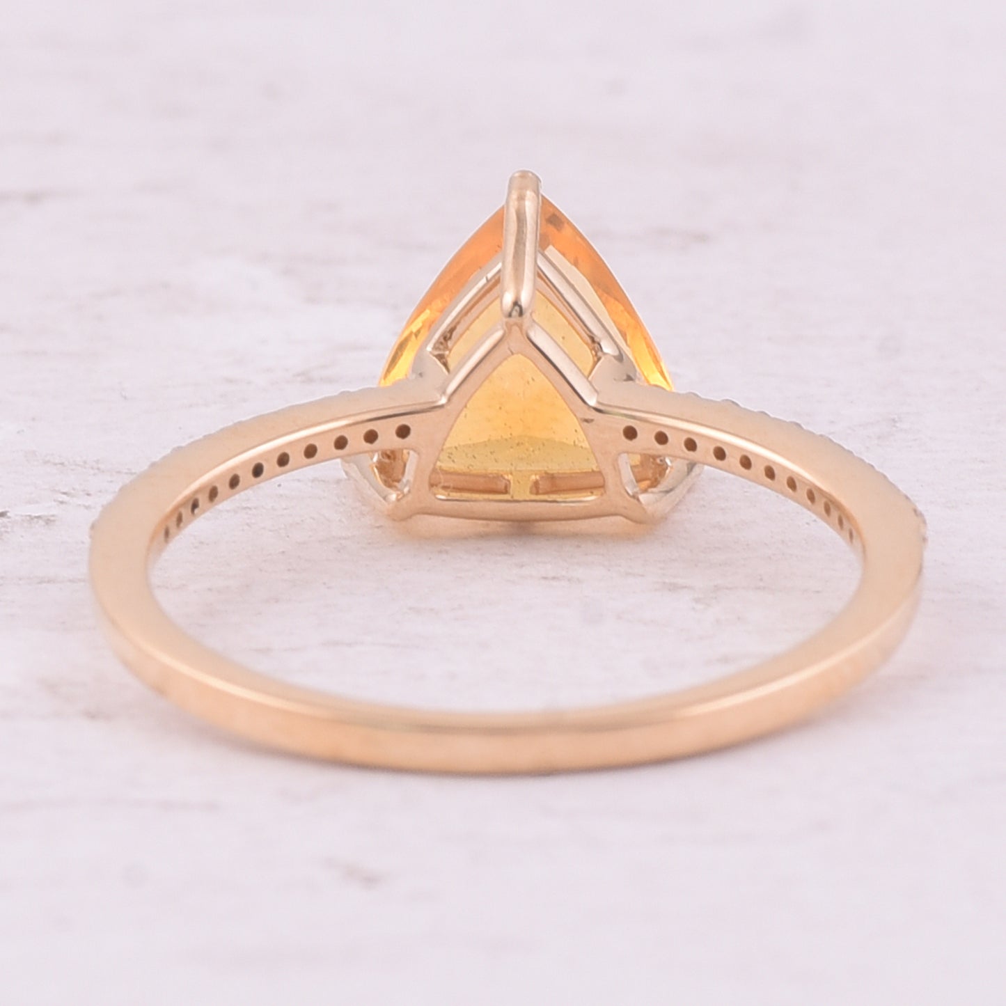 1.10 Ct Triangle Mixed Cut Natural Fire Opal 14K Gold Ring