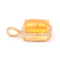 2.96 Ct Cushion Mixed Cut Natural Fire Opal 14K Gold Pendant