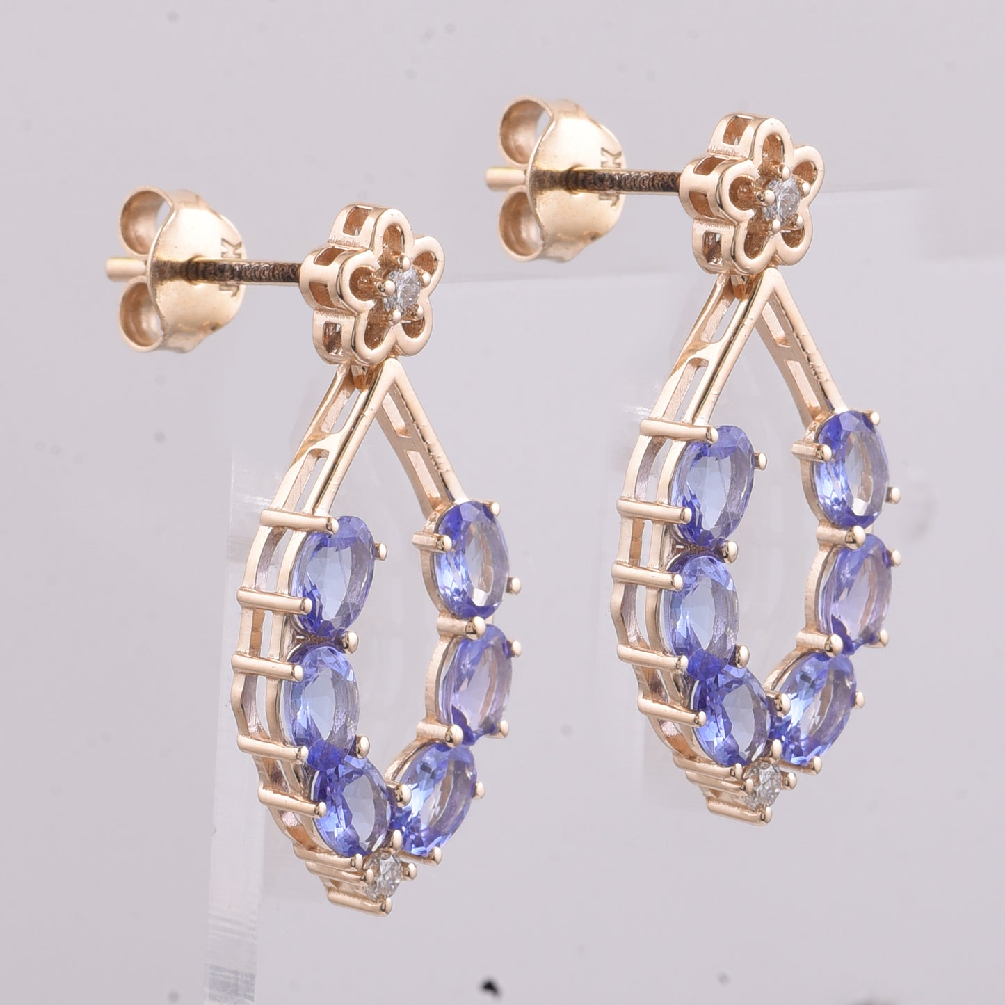 2.03 Ct Oval Natural Tanzanite 14K Gold Earrings