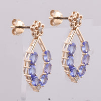 2.03 Ct Oval Natural Tanzanite 14K Gold Earrings