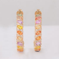 3.12 Ct Marquise Multi Sapphire 14K Gold Earrings