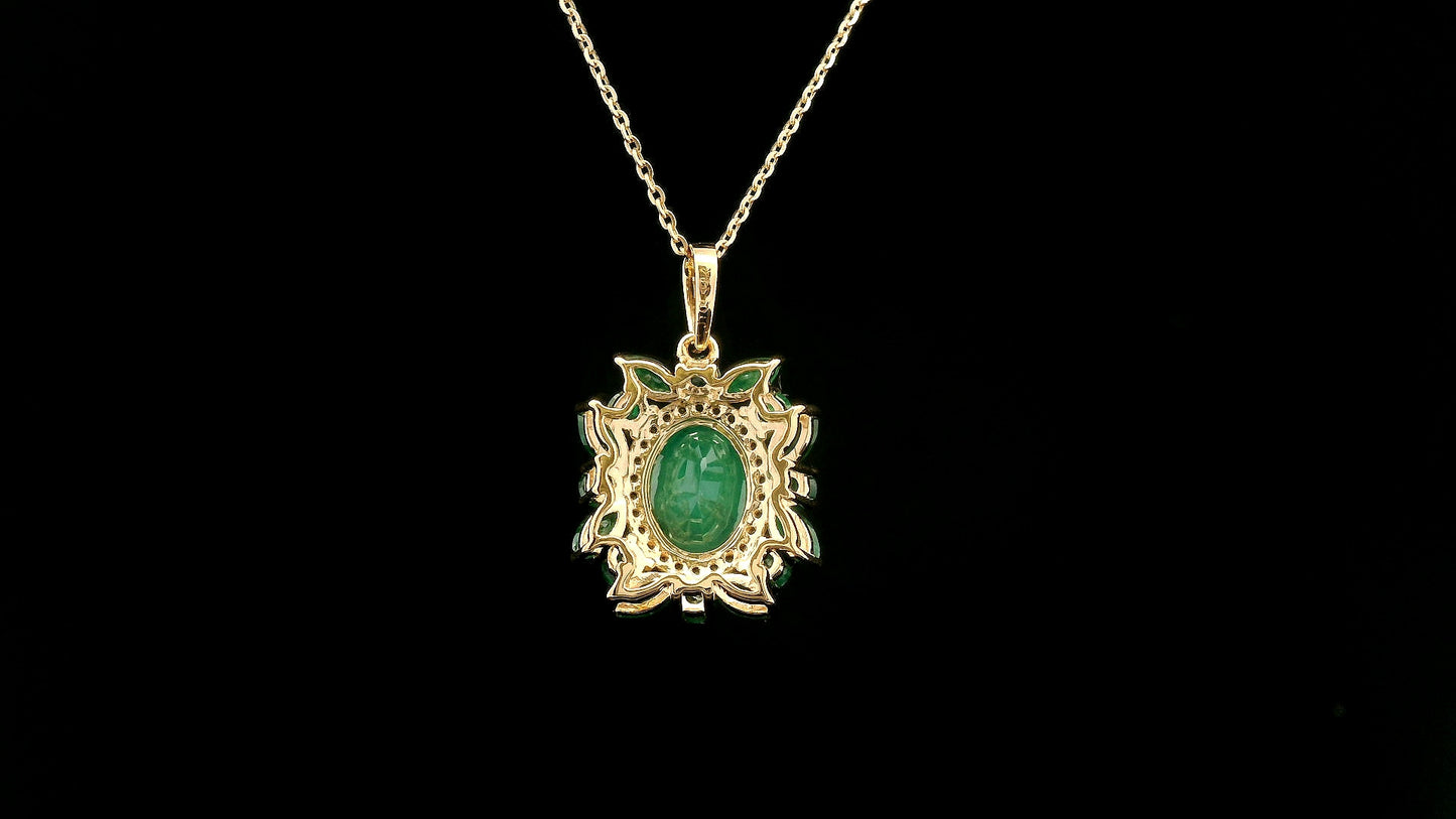 2.10 Ct Oval Emerald 14K Gold Pendant