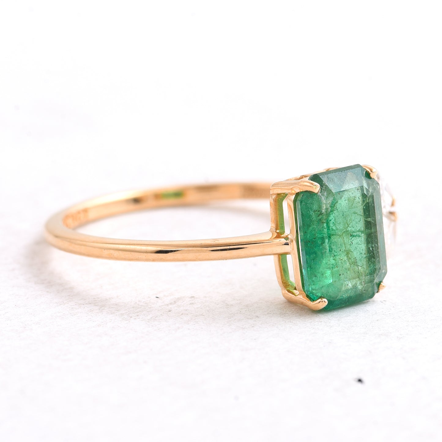 1.52 Ct Octagon Step Cut Natural Emerald 14K Gold Ring