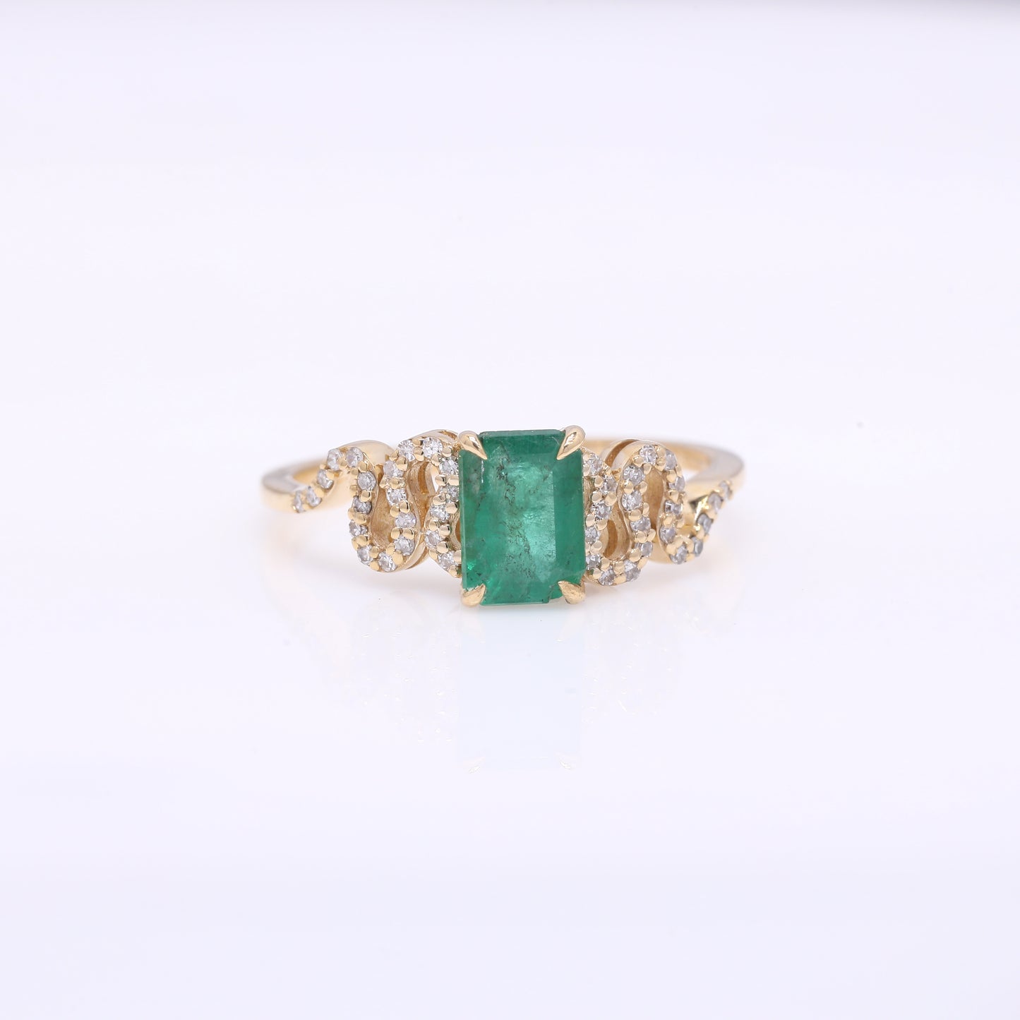 1.14 Ct Octagon Step Cut Natural Emerald 14K Gold Ring
