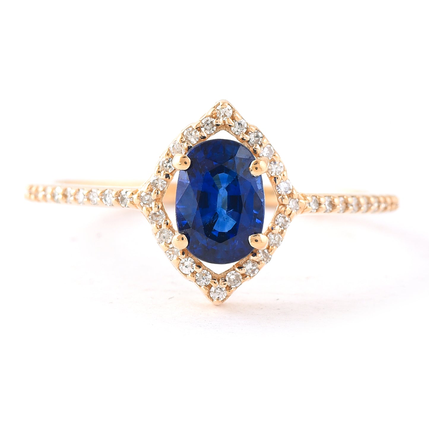1.16 Ct Oval Mixed Cut Natural Sapphire 14K Gold Ring