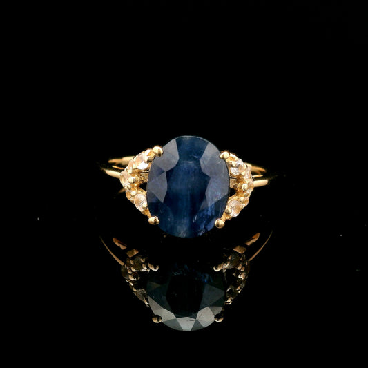 4.26 Ct Oval Mixed Cut Natural Corundum Sapphire 14K Gold Ring