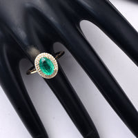 1.73 Ct Oval Mixed Cut Natural Emerald 14K Gold Ring