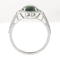 2.83 Ct Cushion Mixed Cut Natural Green Sapphire 950 Platinum Ring