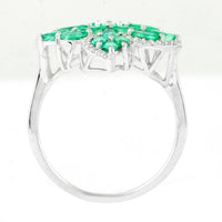 1.21 Ct Marquise Mixed Cut Natural Emerald 950 Platinum Ring